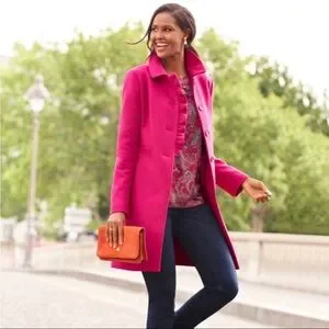 Talbots Jackets Coats Talbots Ruffle Melton Wool Coat Pink